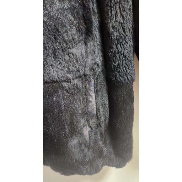 Woman's Dyed Black Sheared Mink Fur Parka Reversing to Black Leather M/L - Picture 13 of 16